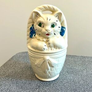 Vintage Green-eyed Kitty Cat Cookie Jar